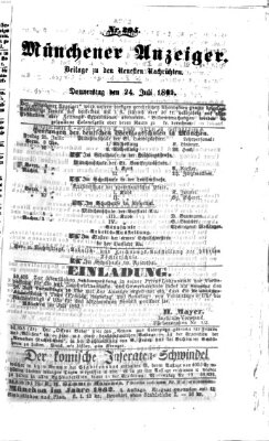 Münchener Anzeiger (Münchner neueste Nachrichten) Donnerstag 24. Juli 1862