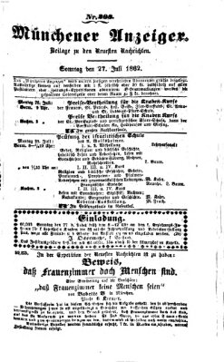 Münchener Anzeiger (Münchner neueste Nachrichten) Sonntag 27. Juli 1862