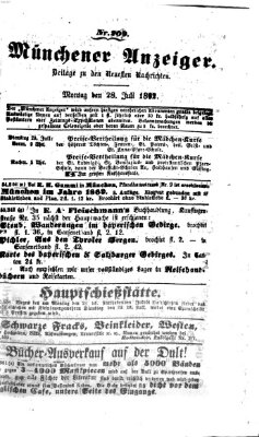 Münchener Anzeiger (Münchner neueste Nachrichten) Montag 28. Juli 1862