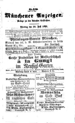 Münchener Anzeiger (Münchner neueste Nachrichten) Dienstag 29. Juli 1862