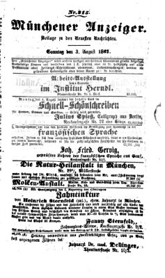 Münchener Anzeiger (Münchner neueste Nachrichten) Sonntag 3. August 1862