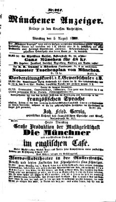 Münchener Anzeiger (Münchner neueste Nachrichten) Dienstag 5. August 1862