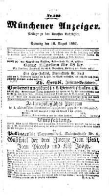 Münchener Anzeiger (Münchner neueste Nachrichten) Sonntag 10. August 1862