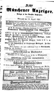 Münchener Anzeiger (Münchner neueste Nachrichten) Mittwoch 13. August 1862