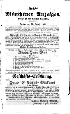 Münchener Anzeiger (Münchner neueste Nachrichten) Freitag 22. August 1862