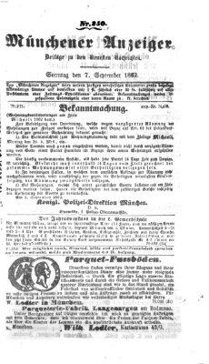 Münchener Anzeiger (Münchner neueste Nachrichten) Sonntag 7. September 1862