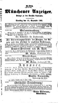 Münchener Anzeiger (Münchner neueste Nachrichten) Samstag 13. September 1862