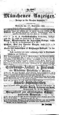 Münchener Anzeiger (Münchner neueste Nachrichten) Mittwoch 17. September 1862