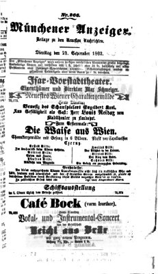 Münchener Anzeiger (Münchner neueste Nachrichten) Dienstag 23. September 1862