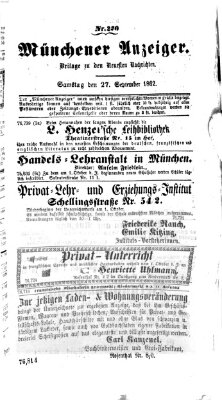 Münchener Anzeiger (Münchner neueste Nachrichten) Samstag 27. September 1862