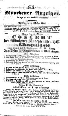 Münchener Anzeiger (Münchner neueste Nachrichten) Sonntag 5. Oktober 1862