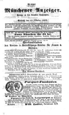 Münchener Anzeiger (Münchner neueste Nachrichten) Sonntag 12. Oktober 1862