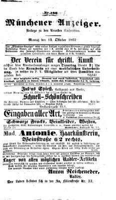 Münchener Anzeiger (Münchner neueste Nachrichten) Montag 13. Oktober 1862