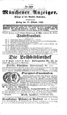 Münchener Anzeiger (Münchner neueste Nachrichten) Freitag 17. Oktober 1862