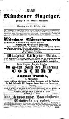 Münchener Anzeiger (Münchner neueste Nachrichten) Samstag 25. Oktober 1862