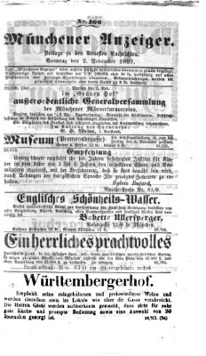 Münchener Anzeiger (Münchner neueste Nachrichten) Sonntag 2. November 1862