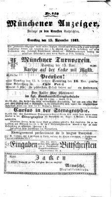 Münchener Anzeiger (Münchner neueste Nachrichten) Samstag 15. November 1862