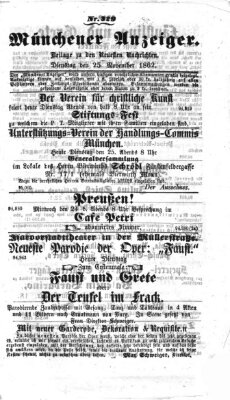 Münchener Anzeiger (Münchner neueste Nachrichten) Dienstag 25. November 1862