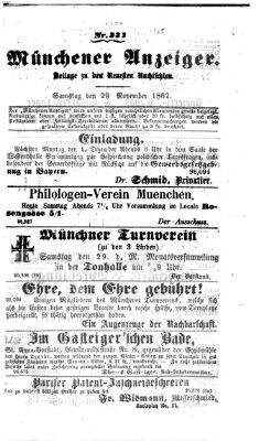 Münchener Anzeiger (Münchner neueste Nachrichten) Samstag 29. November 1862