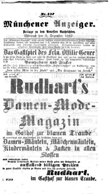 Münchener Anzeiger (Münchner neueste Nachrichten) Mittwoch 3. Dezember 1862