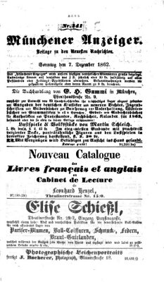 Münchener Anzeiger (Münchner neueste Nachrichten) Sonntag 7. Dezember 1862