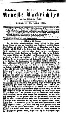 Neueste Nachrichten aus dem Gebiete der Politik (Münchner neueste Nachrichten) Sonntag 11. Januar 1863