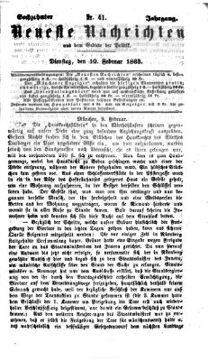 Neueste Nachrichten aus dem Gebiete der Politik (Münchner neueste Nachrichten) Dienstag 10. Februar 1863