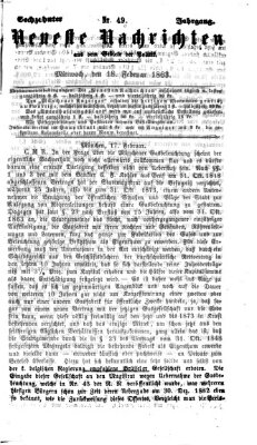 Neueste Nachrichten aus dem Gebiete der Politik (Münchner neueste Nachrichten) Mittwoch 18. Februar 1863