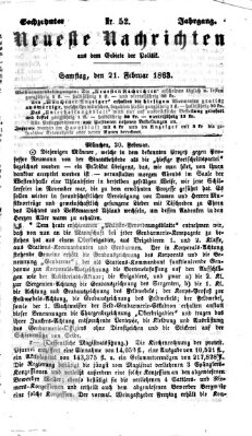 Neueste Nachrichten aus dem Gebiete der Politik (Münchner neueste Nachrichten) Samstag 21. Februar 1863