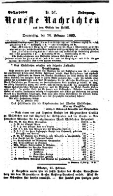 Neueste Nachrichten aus dem Gebiete der Politik (Münchner neueste Nachrichten) Donnerstag 26. Februar 1863