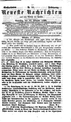 Neueste Nachrichten aus dem Gebiete der Politik (Münchner neueste Nachrichten) Samstag 28. Februar 1863