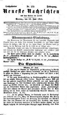 Neueste Nachrichten aus dem Gebiete der Politik (Münchner neueste Nachrichten) Sonntag 28. Juni 1863