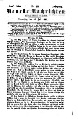 Neueste Nachrichten aus dem Gebiete der Politik (Münchner neueste Nachrichten) Donnerstag 30. Juli 1863