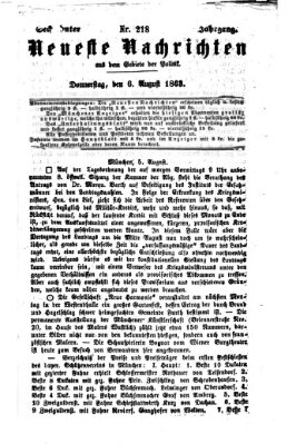 Neueste Nachrichten aus dem Gebiete der Politik (Münchner neueste Nachrichten) Donnerstag 6. August 1863