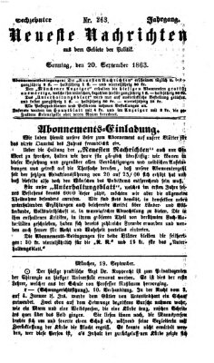 Neueste Nachrichten aus dem Gebiete der Politik (Münchner neueste Nachrichten) Sonntag 20. September 1863