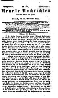 Neueste Nachrichten aus dem Gebiete der Politik (Münchner neueste Nachrichten) Mittwoch 23. September 1863