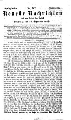 Neueste Nachrichten aus dem Gebiete der Politik (Münchner neueste Nachrichten) Donnerstag 24. September 1863