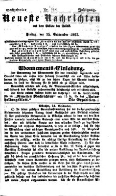 Neueste Nachrichten aus dem Gebiete der Politik (Münchner neueste Nachrichten) Freitag 25. September 1863