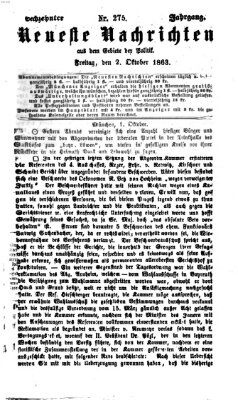 Neueste Nachrichten aus dem Gebiete der Politik (Münchner neueste Nachrichten) Freitag 2. Oktober 1863