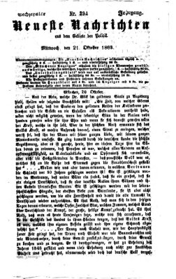 Neueste Nachrichten aus dem Gebiete der Politik (Münchner neueste Nachrichten) Mittwoch 21. Oktober 1863