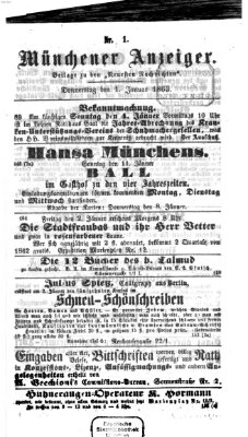 Münchener Anzeiger (Münchner neueste Nachrichten) Donnerstag 1. Januar 1863