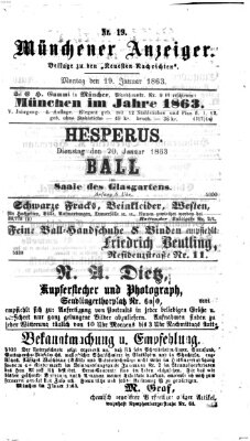 Münchener Anzeiger (Münchner neueste Nachrichten) Montag 19. Januar 1863