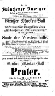 Münchener Anzeiger (Münchner neueste Nachrichten) Montag 26. Januar 1863