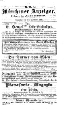 Münchener Anzeiger (Münchner neueste Nachrichten) Dienstag 24. Februar 1863