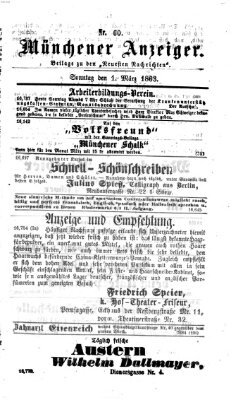 Münchener Anzeiger (Münchner neueste Nachrichten) Sonntag 1. März 1863