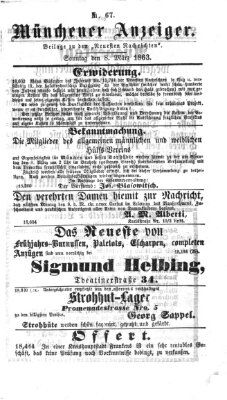 Münchener Anzeiger (Münchner neueste Nachrichten) Sonntag 8. März 1863