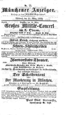 Münchener Anzeiger (Münchner neueste Nachrichten) Mittwoch 11. März 1863