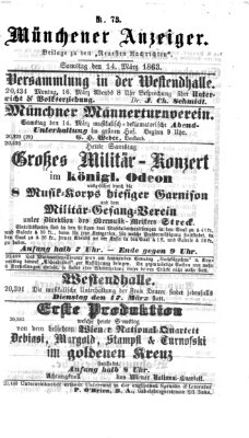 Münchener Anzeiger (Münchner neueste Nachrichten) Samstag 14. März 1863