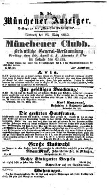 Münchener Anzeiger (Münchner neueste Nachrichten) Mittwoch 25. März 1863