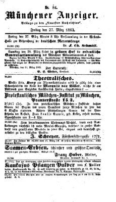 Münchener Anzeiger (Münchner neueste Nachrichten) Freitag 27. März 1863